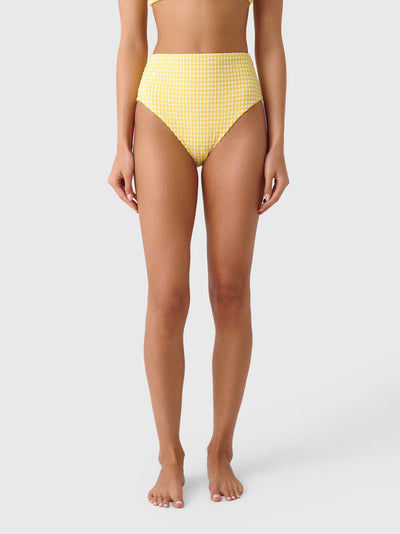 Minnow Women's Soleil Gingham High Waist Bikini Bottom - Saint Bernard