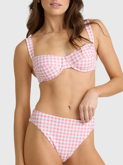 Minnow Women's Blush Gingham Cup Bikini Top