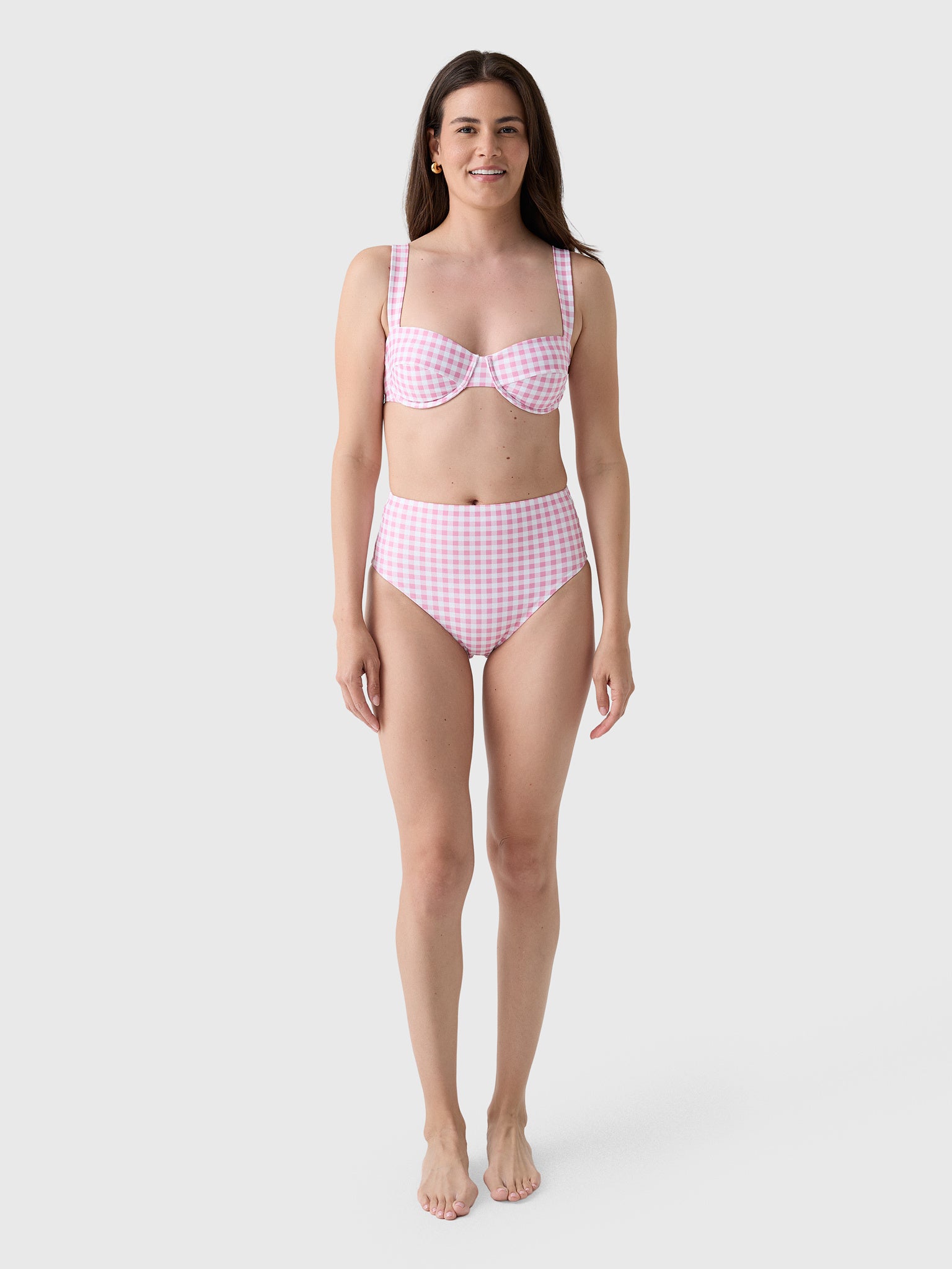 Minnow Women's Blush Gingham Cup Bikini Top - Saint Bernard