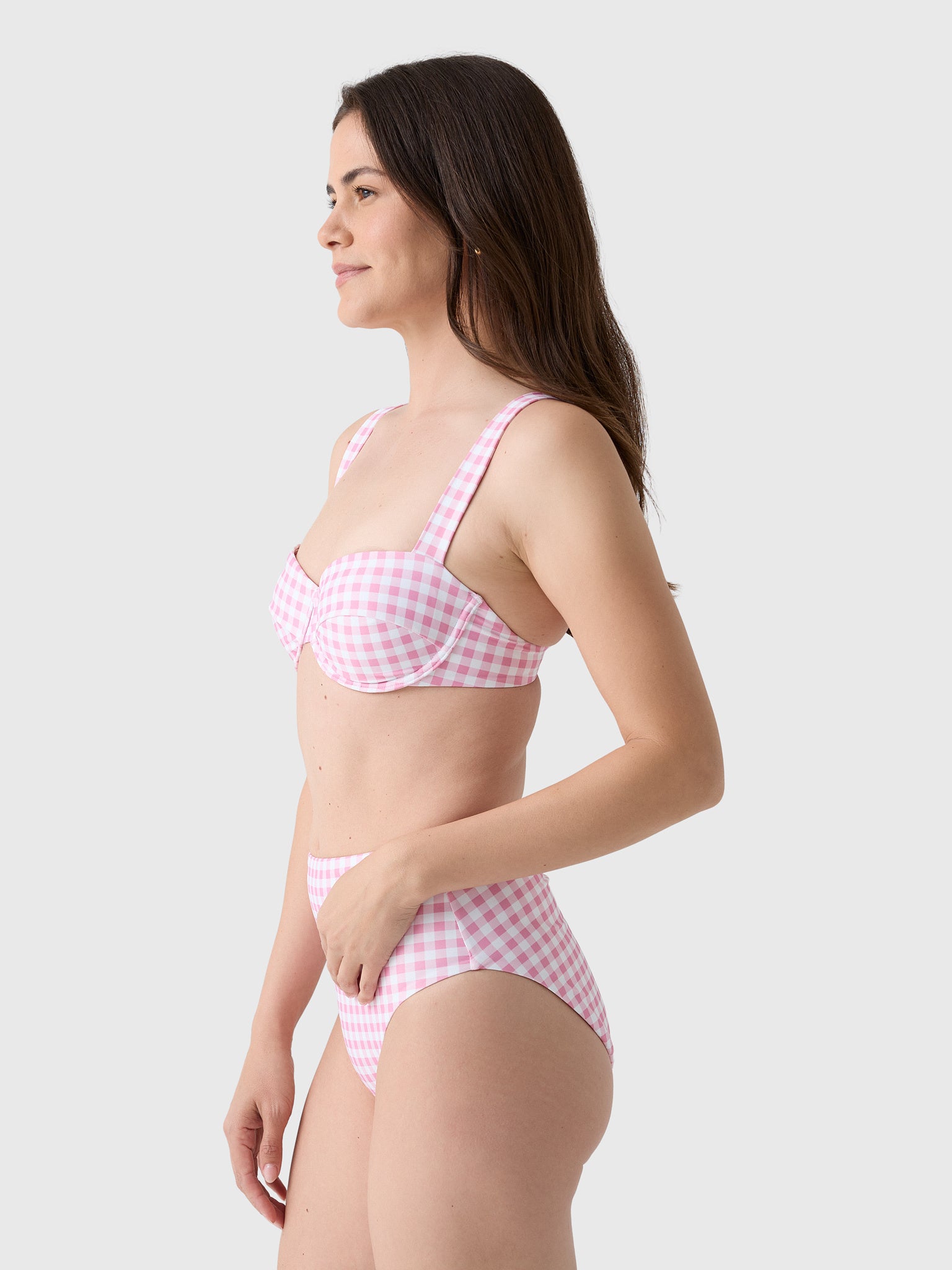 Minnow Women's Blush Gingham Cup Bikini Top - Saint Bernard