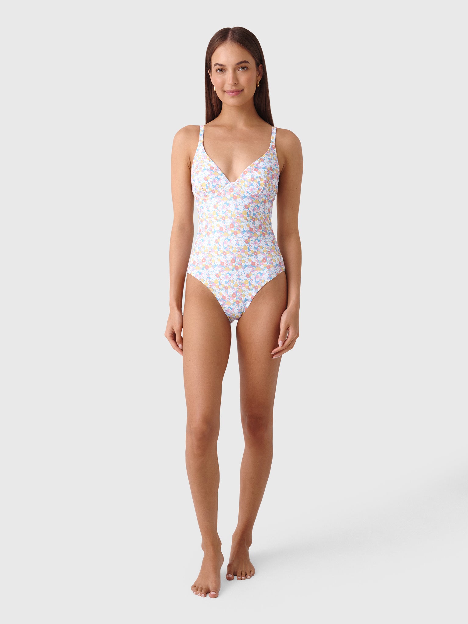 Minnow Women's Jasmine Blossom V-Neck One-Piece Swimsuit - Saint Bernard