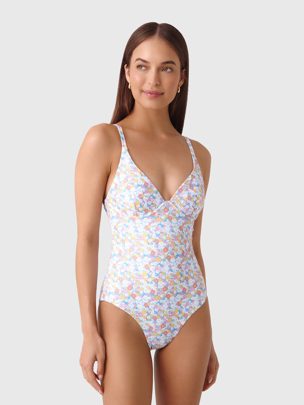 Minnow Women's Jasmine Blossom V-Neck One-Piece Swimsuit - Saint Bernard