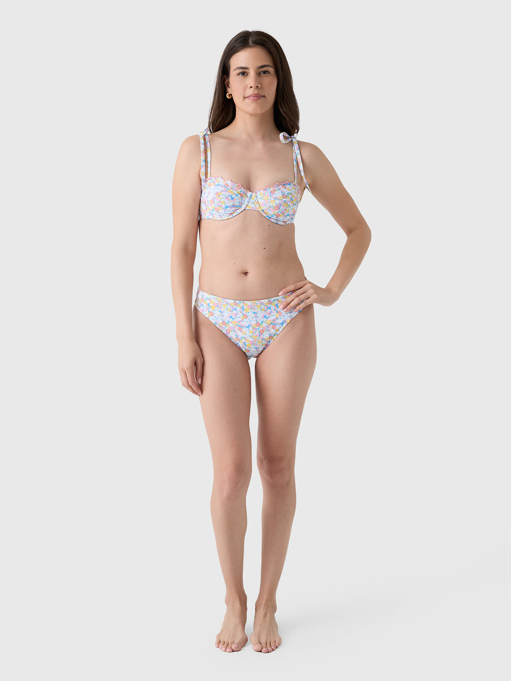 Minnow Women's Jasmine Blossom Mid Rise Bikini Bottom - Saint Bernard