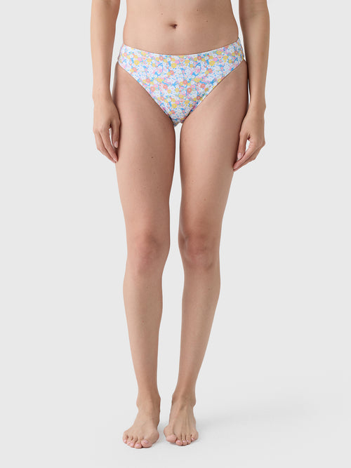 Minnow Women's Jasmine Blossom Mid Rise Bikini Bottom - Saint Bernard