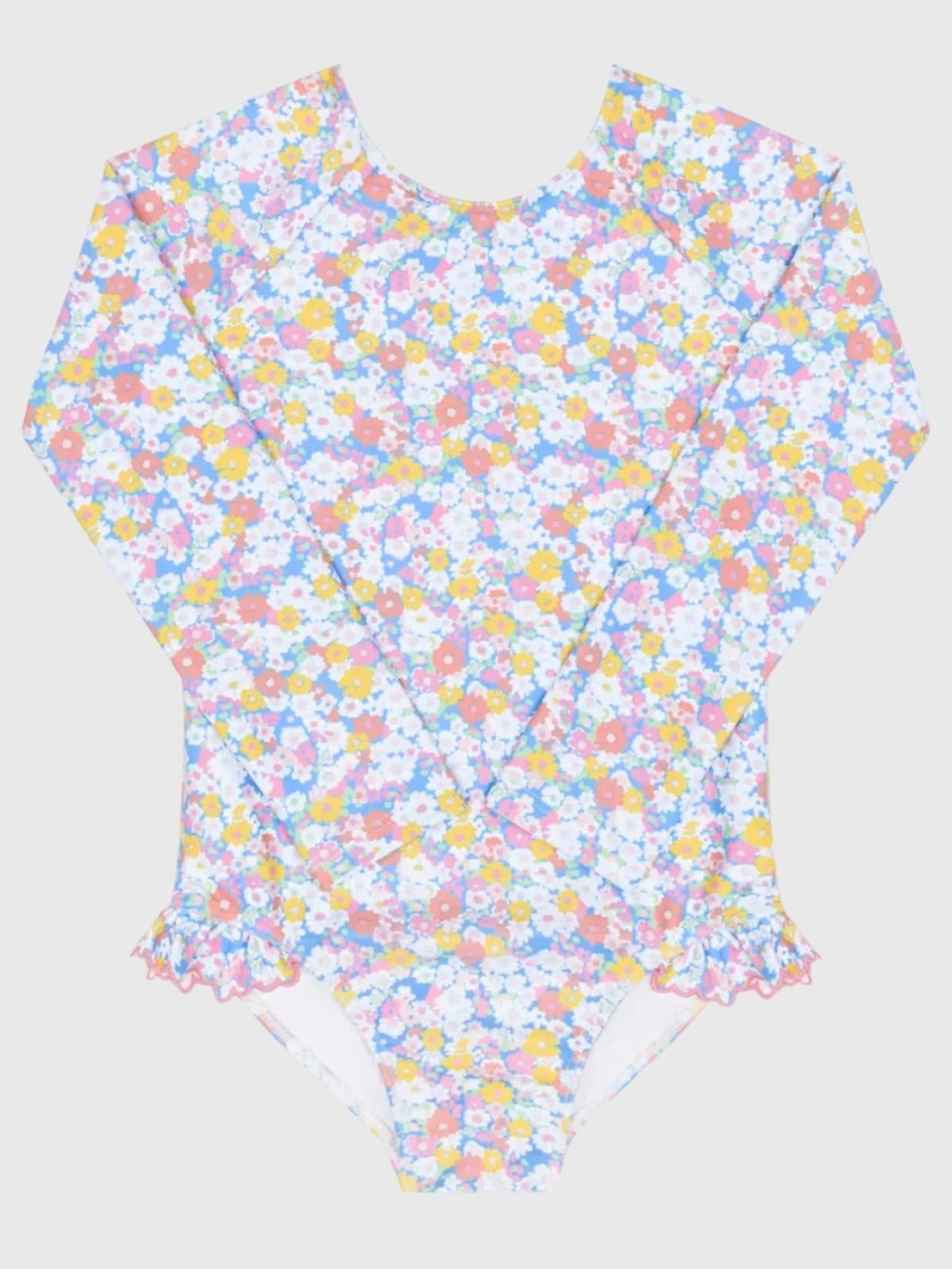 Minnow Girls' Jasmine Blossom Rash Guard One-Piece Swimsuit - Saint Bernard