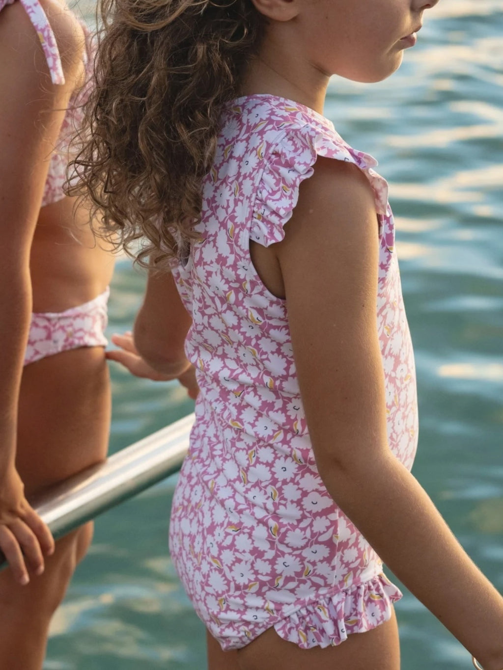Minnow Girls' Blush Bloom Ruffle Cap Sleeve One-Piece Swimsuit - Saint Bernard