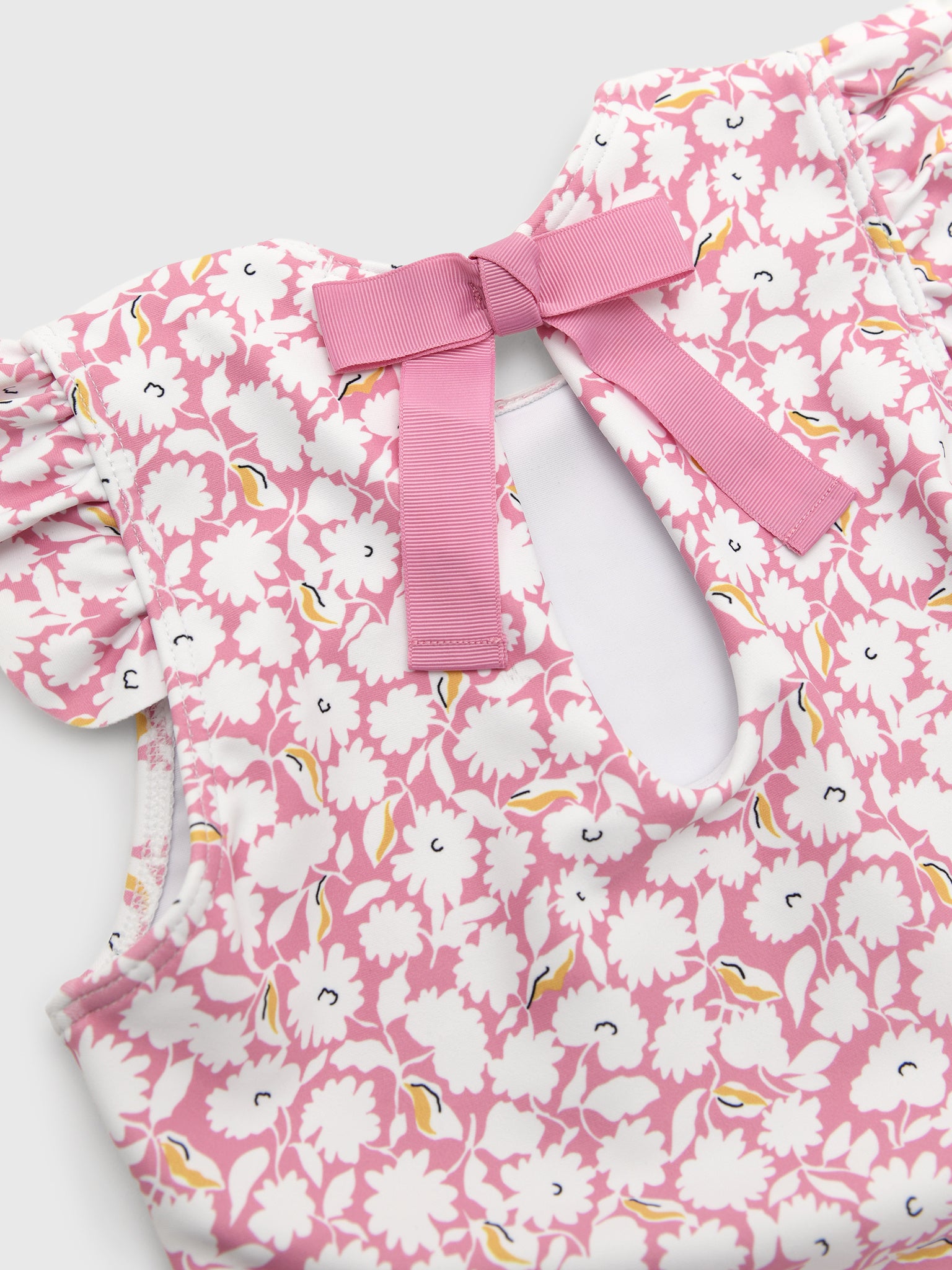 Minnow Girls' Blush Bloom Ruffle Cap Sleeve One-Piece Swimsuit - Saint Bernard