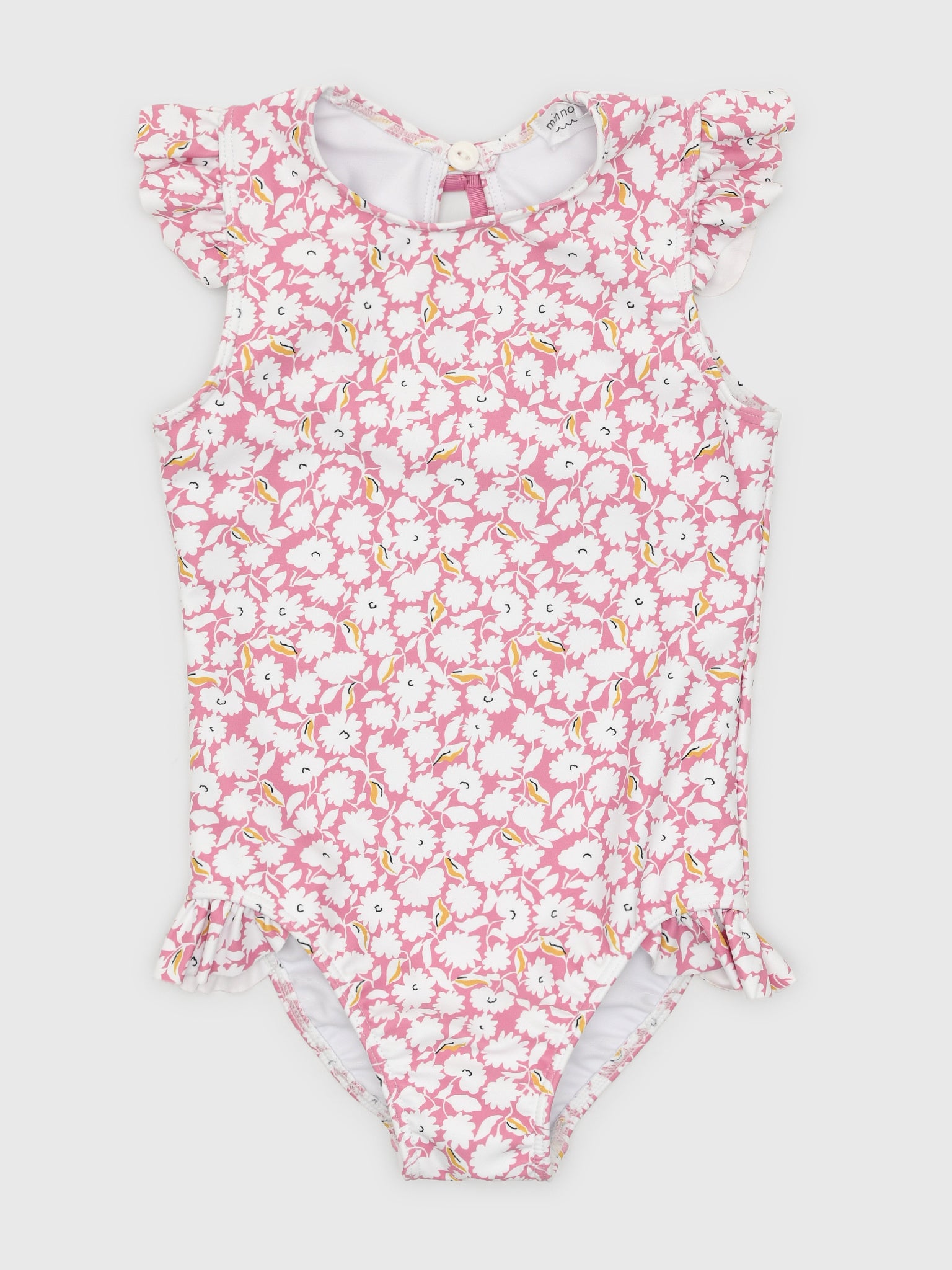 Minnow Girls' Blush Bloom Ruffle Cap Sleeve One-Piece Swimsuit - Saint Bernard