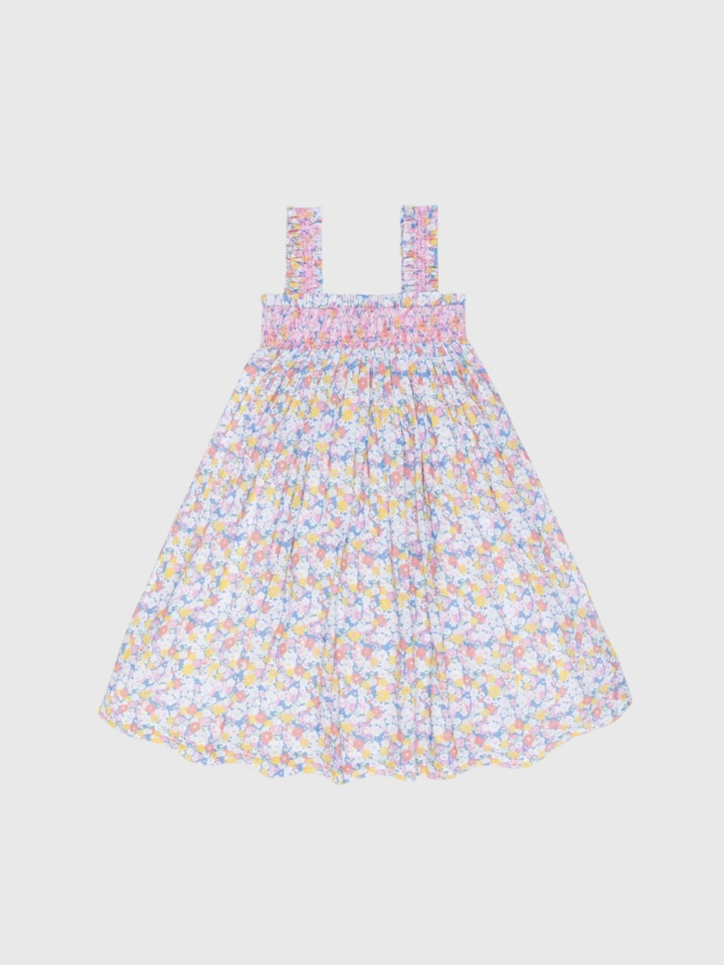 Minnow Girls' Jasmine Blossom Smocked Ruffle Strap Dress - Saint Bernard