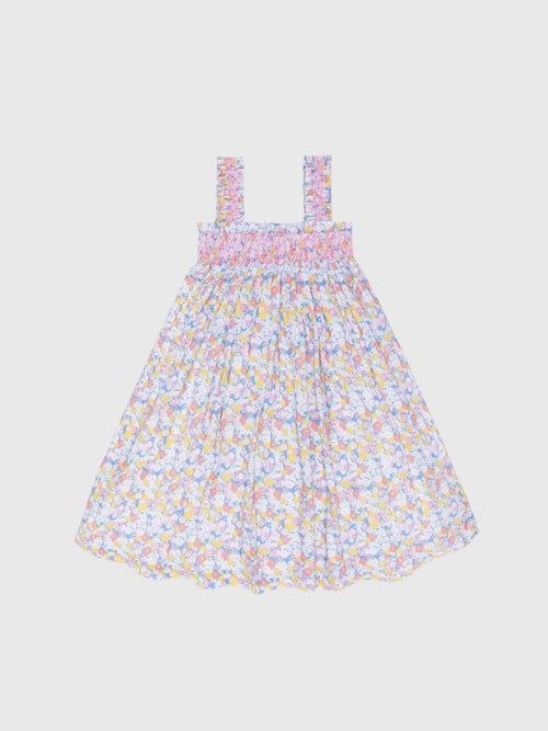 Minnow Girls' Jasmine Blossom Smocked Ruffle Strap Dress