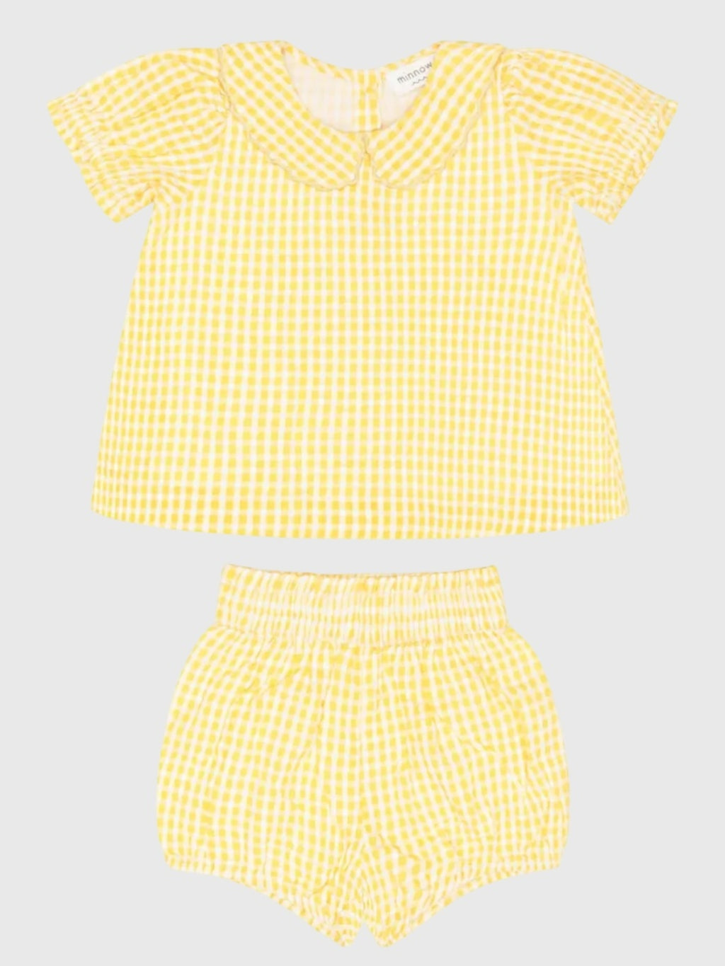 Minnow Baby Girls' Soleil Gingham Puff Sleeve Top & Bloomer Set - Saint Bernard