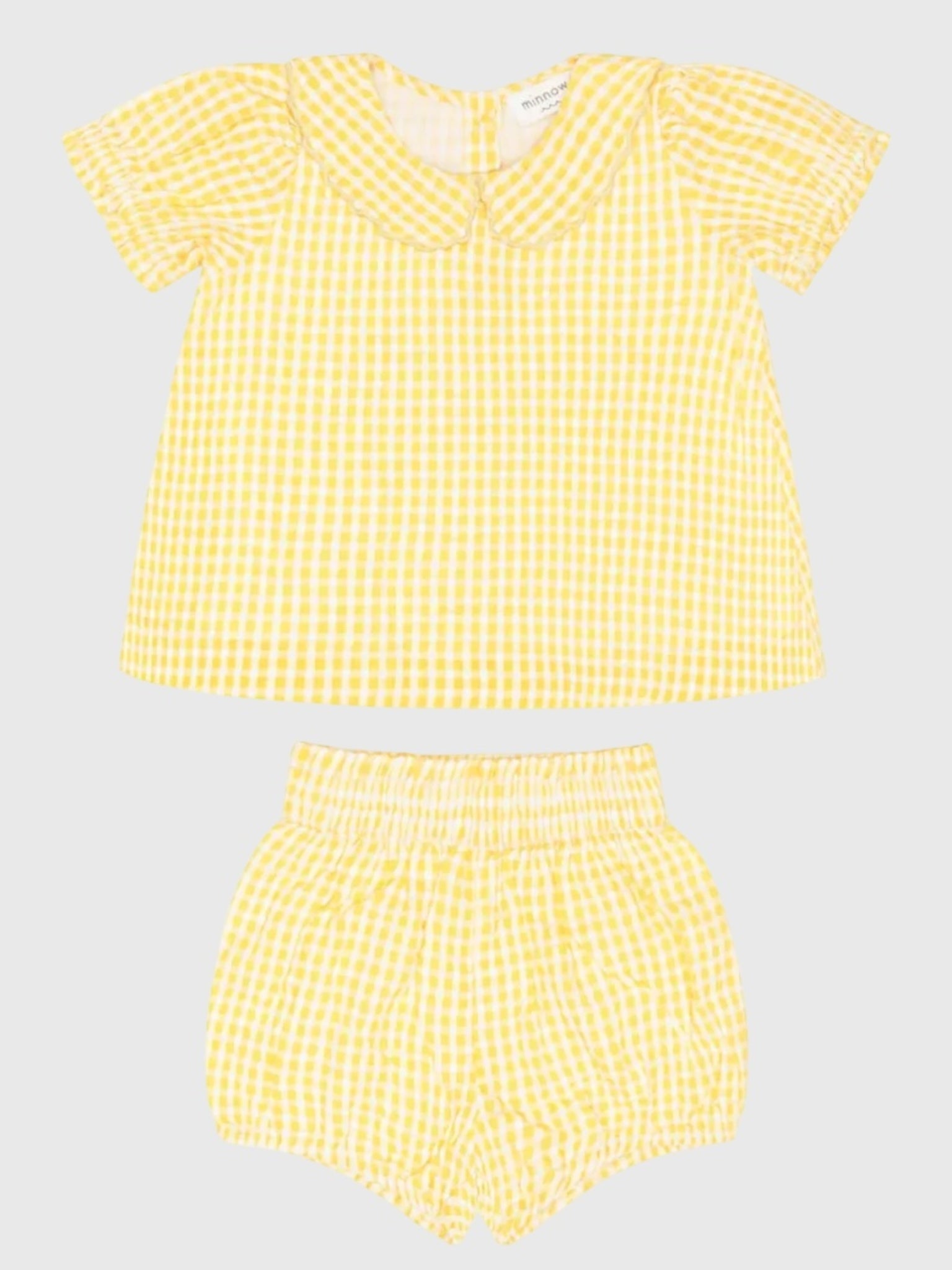 Minnow Baby Girls' Soleil Gingham Puff Sleeve Top & Bloomer Set - Saint Bernard