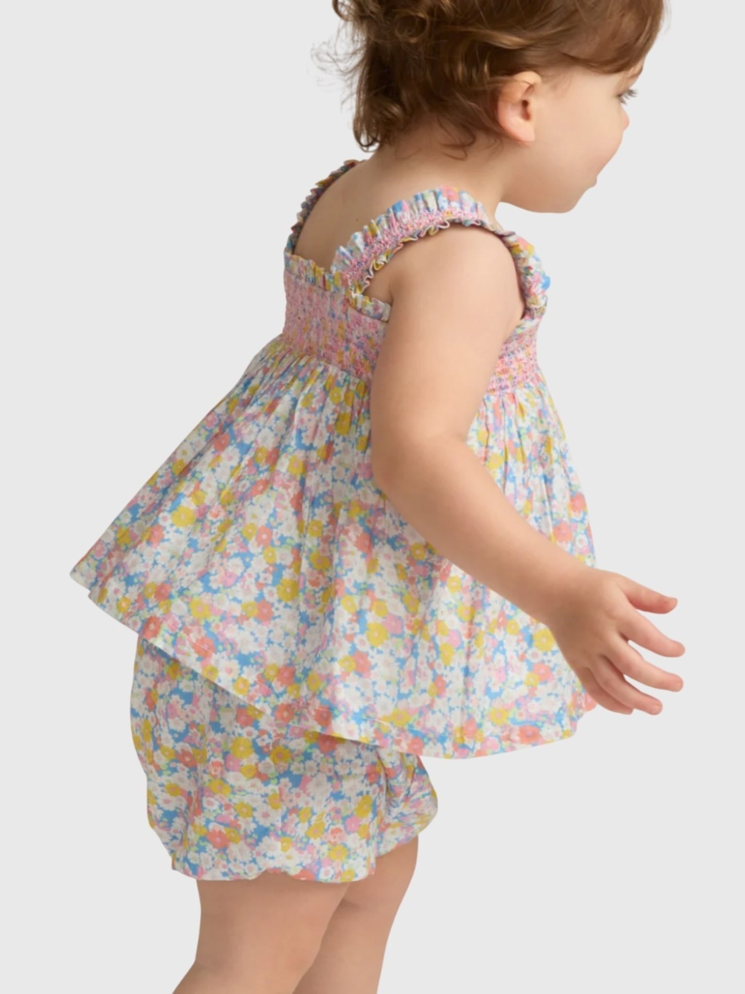 Minnow Baby Girls' Jasmine Blossom Smocked Top & Bloomer Set - Saint Bernard