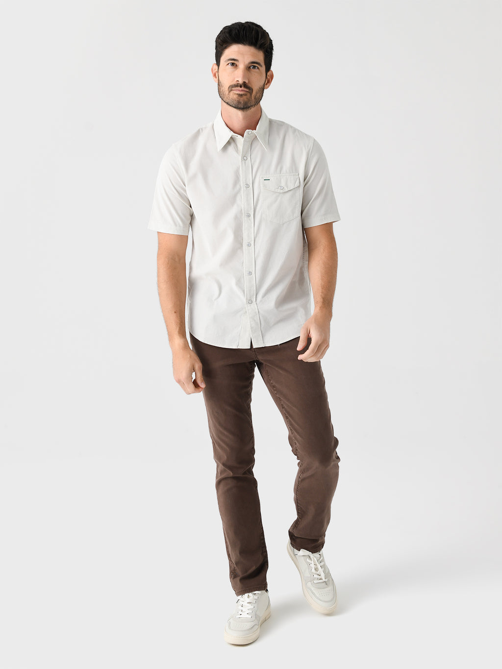 Criquet Men's Summer Weight Corduroy Pearl Snap Shirt - Saint Bernard