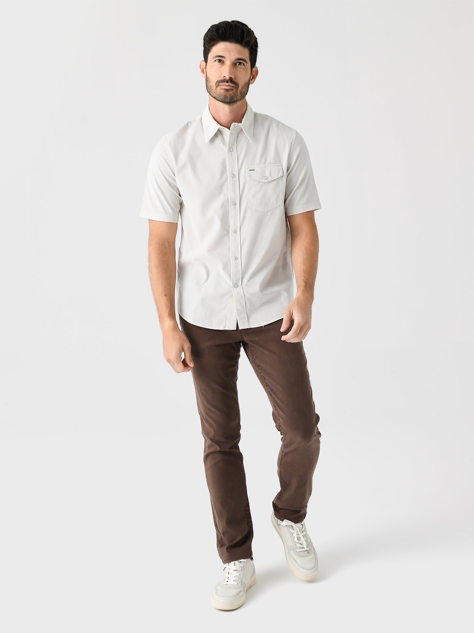 Criquet Men's Summer Weight Corduroy Pearl Snap Shirt - Saint Bernard
