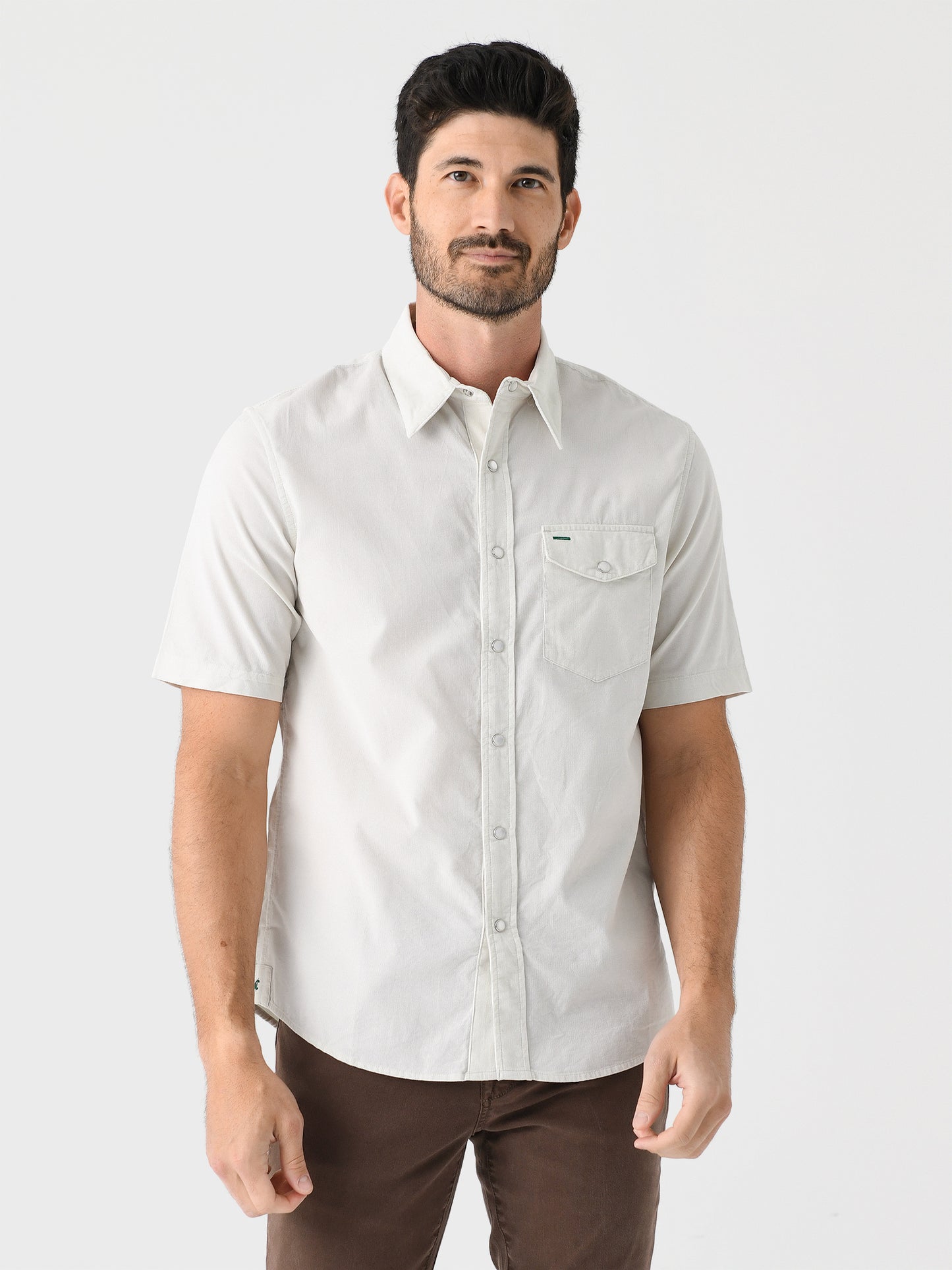 Criquet Men's Summer Weight Corduroy Pearl Snap Shirt - Saint Bernard