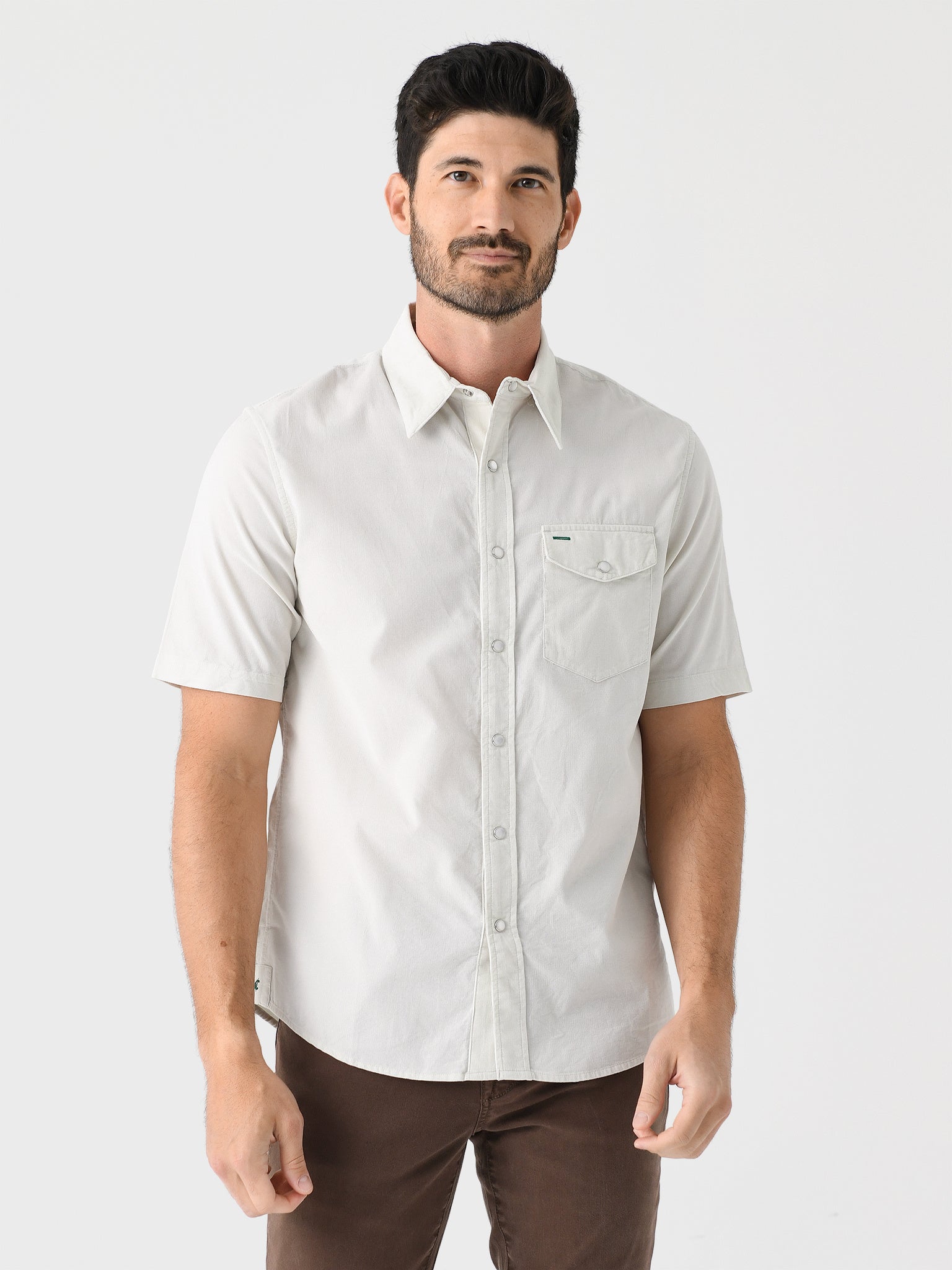 Criquet Men's Summer Weight Corduroy Pearl Snap Shirt - Saint Bernard