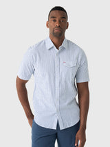 Criquet Men's Seersucker Pearl Snap Shirt - Saint Bernard