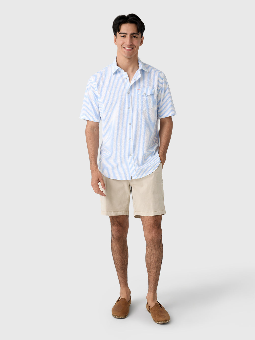 Criquet Men's Seersucker Pearl Snap Shirt - Saint Bernard