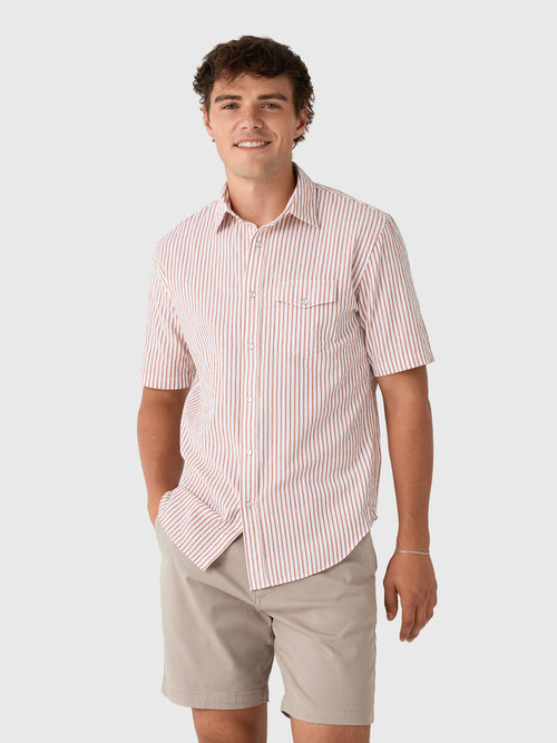 Criquet Men's Short Sleeve Performance Pearl Snap Shirt - Saint Bernard