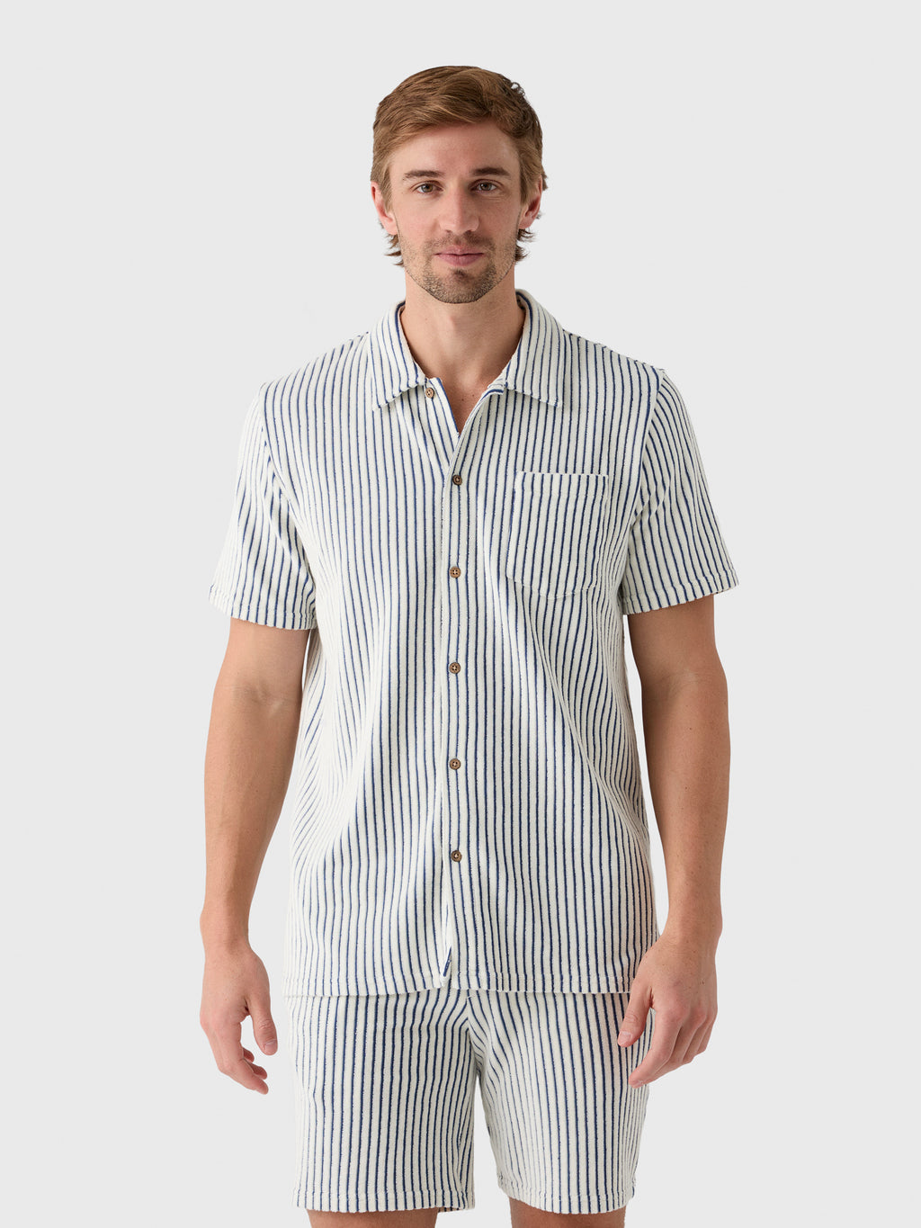 Criquet Men's Terrycloth Button-Down Shirt - Saint Bernard