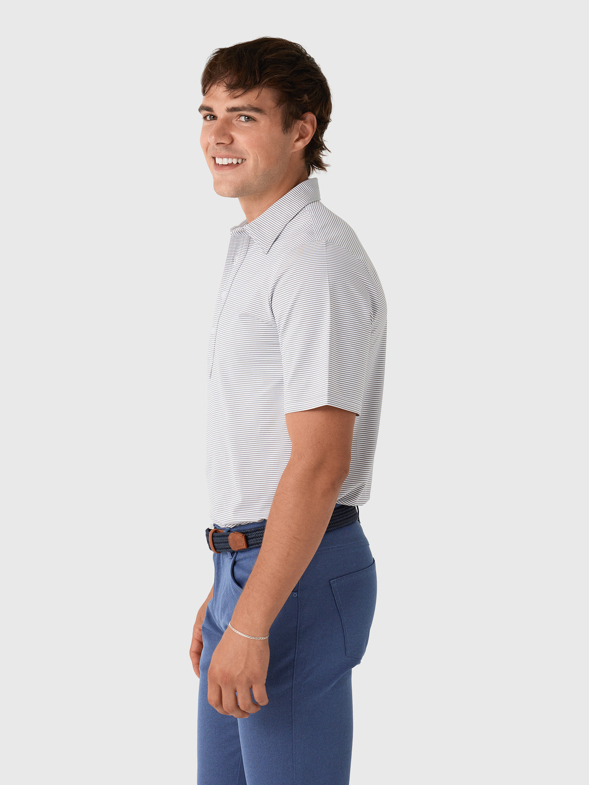 Criquet Men's Hobby Stripe Performance Sport Range Polo - Saint Bernard