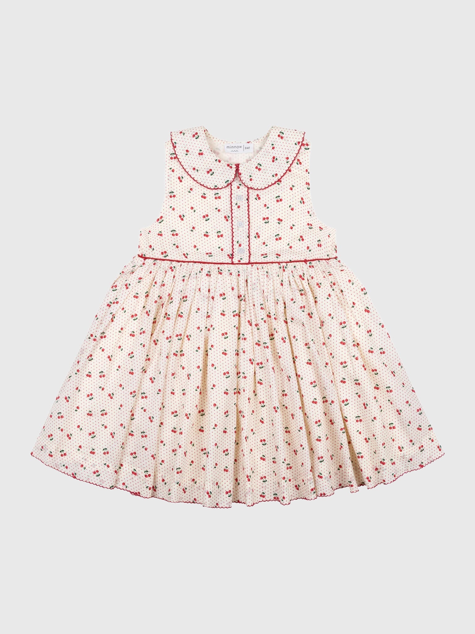 Minnow Girls' Summer Cherries Round Collar Dress - Saint Bernard