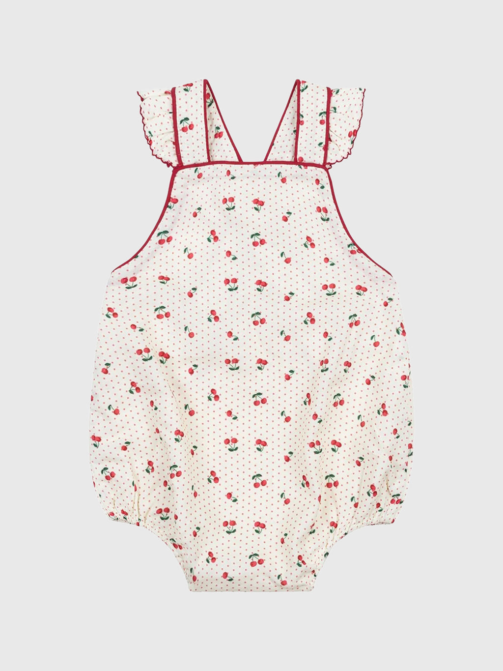 Minnow Baby Girls' Summer Cherries Bubble Romper - Saint Bernard