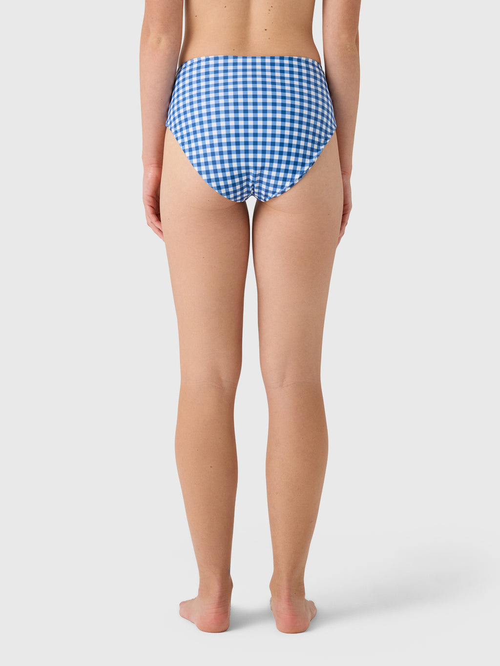 Minnow Women's Navy Picnic Gingham High Waisted Bikini Bottom