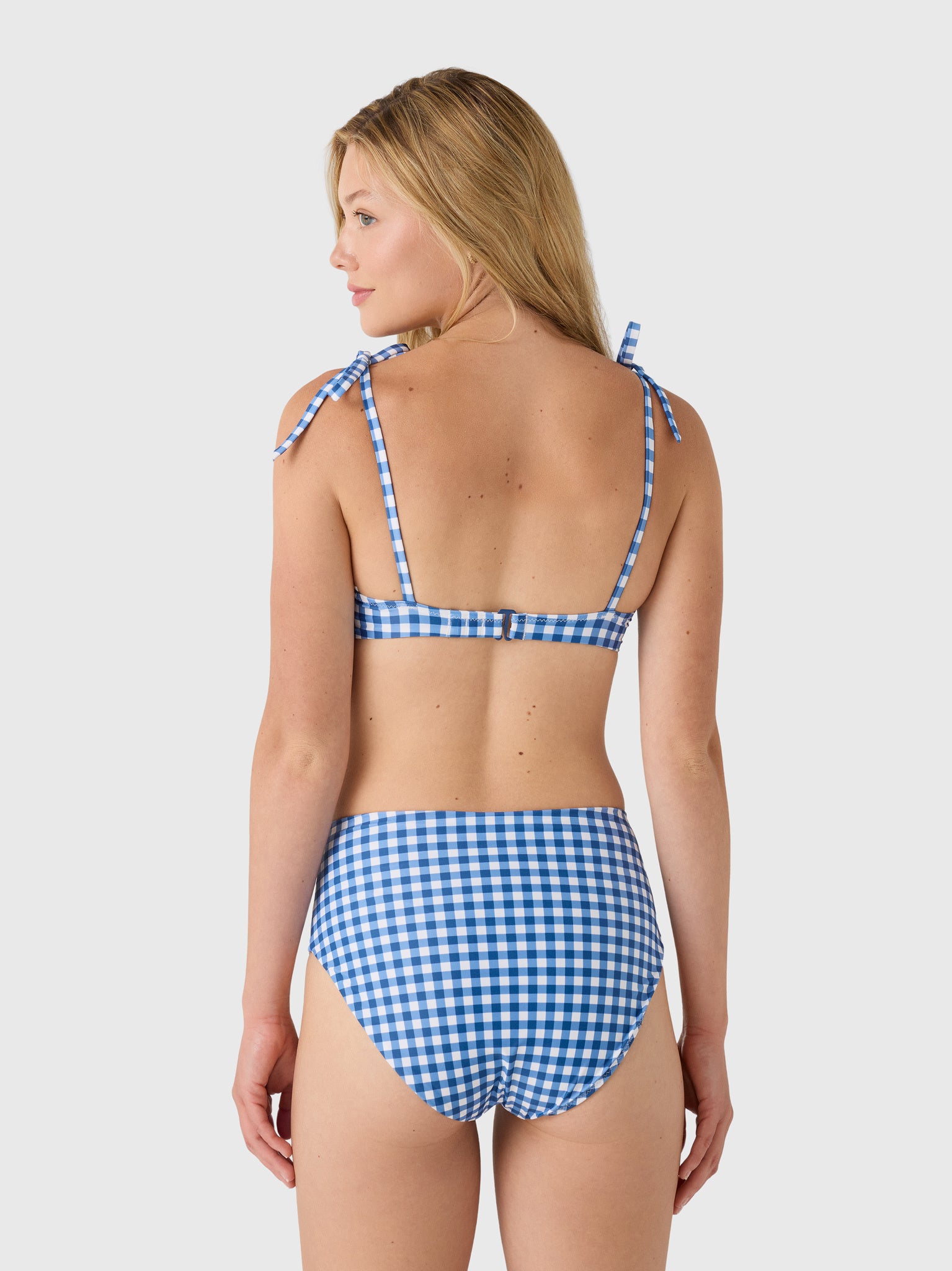 Minnow Women's Navy Picnic Gingham Bikini Top
