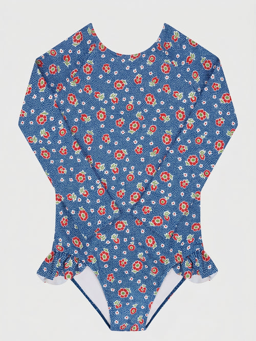 Minnow Girls' Chatham Floral Rash Guard One-Piece Swimsuit