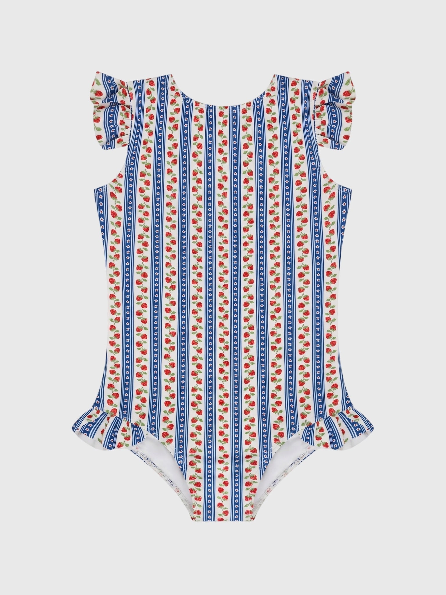 Minnow Girls' Strawberry Patch Ruffle Cap Sleeve One-Piece Swimsuit - Saint Bernard