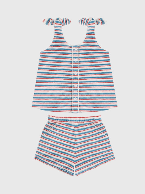 Minnow Girls' Jetty Stripe French Terry Tie Knot Set