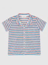 Minnow Boys' Jetty Stripe French Terry Button-Up Shirt - Saint Bernard