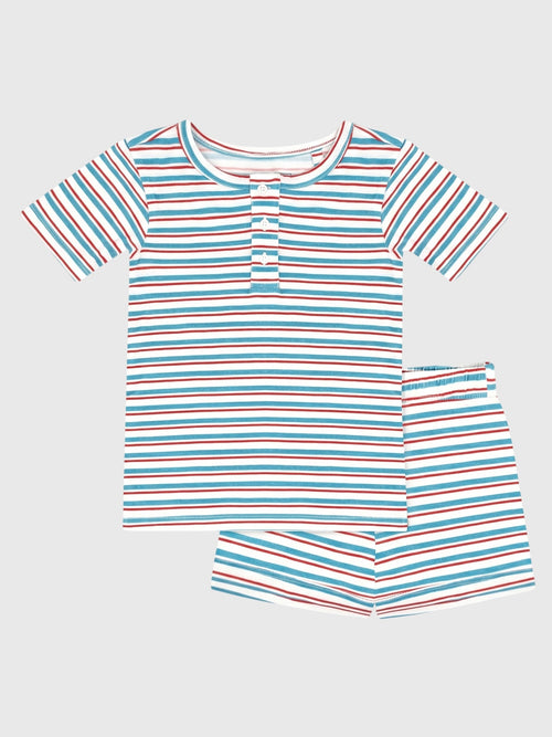 Minnow Kids' Unisex Jetty Stripe Shirt & Short Pajama Set