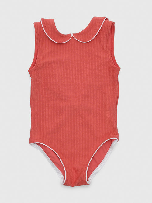 Minnow Girls' Sailor Seersucker One-Piece Swimsuit