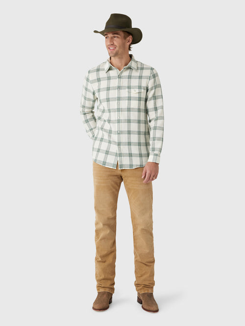 Criquet Men's Waffle Plaid Pearl Snap Shirt - Saint Bernard
