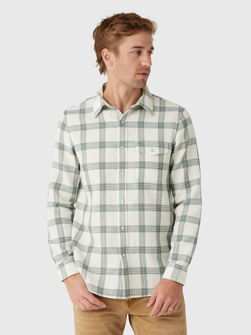Criquet Men's Waffle Plaid Pearl Snap Shirt - Saint Bernard