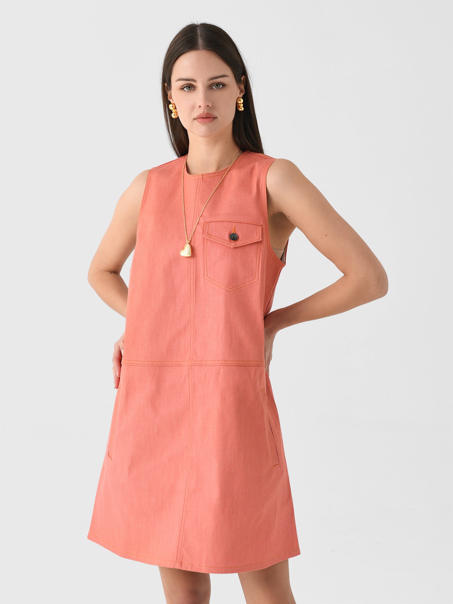 Lee Mathews Women's Leo Pinafore Dress, Pink, Cotton/Elastane | Size: 1