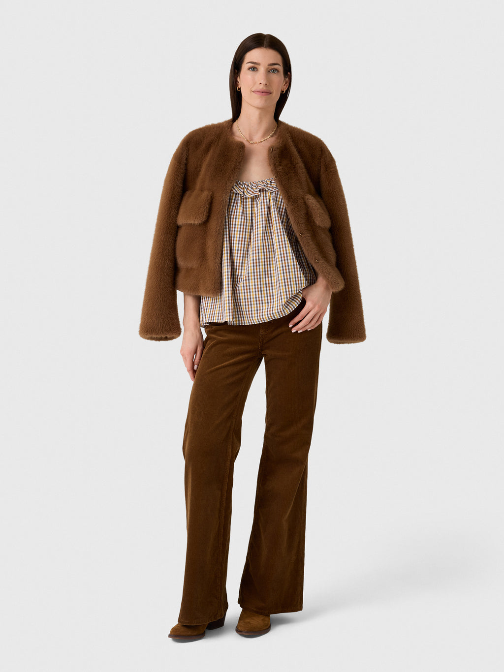 Lee Mathews Women's Christie Poplin Check Top - Saint Bernard