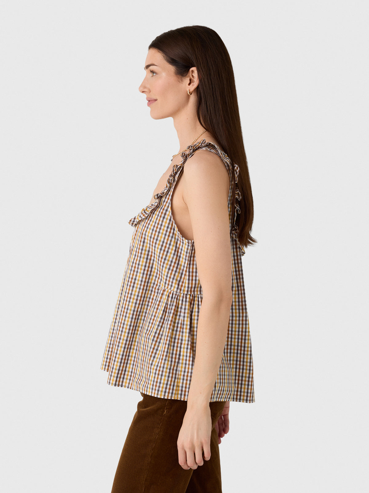 Lee Mathews Women's Christie Poplin Check Top - Saint Bernard