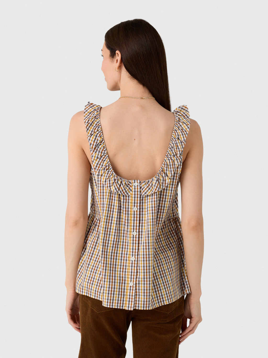 Lee Mathews Women's Christie Poplin Check Top - Saint Bernard