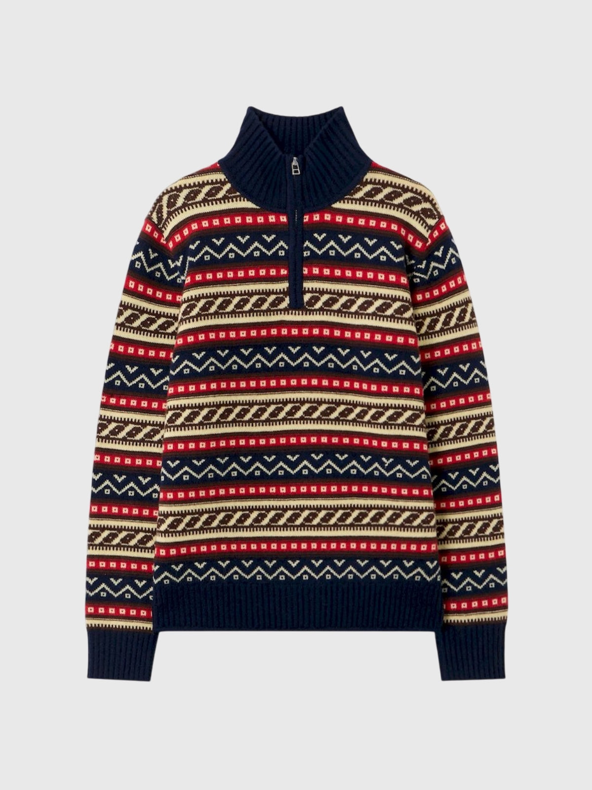 Guest In Residence Men's Fair Isle Half-Zip Sweater - Saint Bernard
