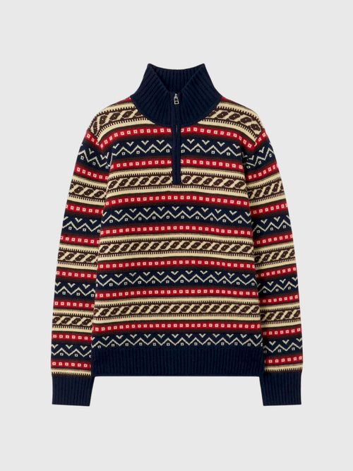 Guest In Residence Men's Fair Isle Half-Zip Sweater - Saint Bernard