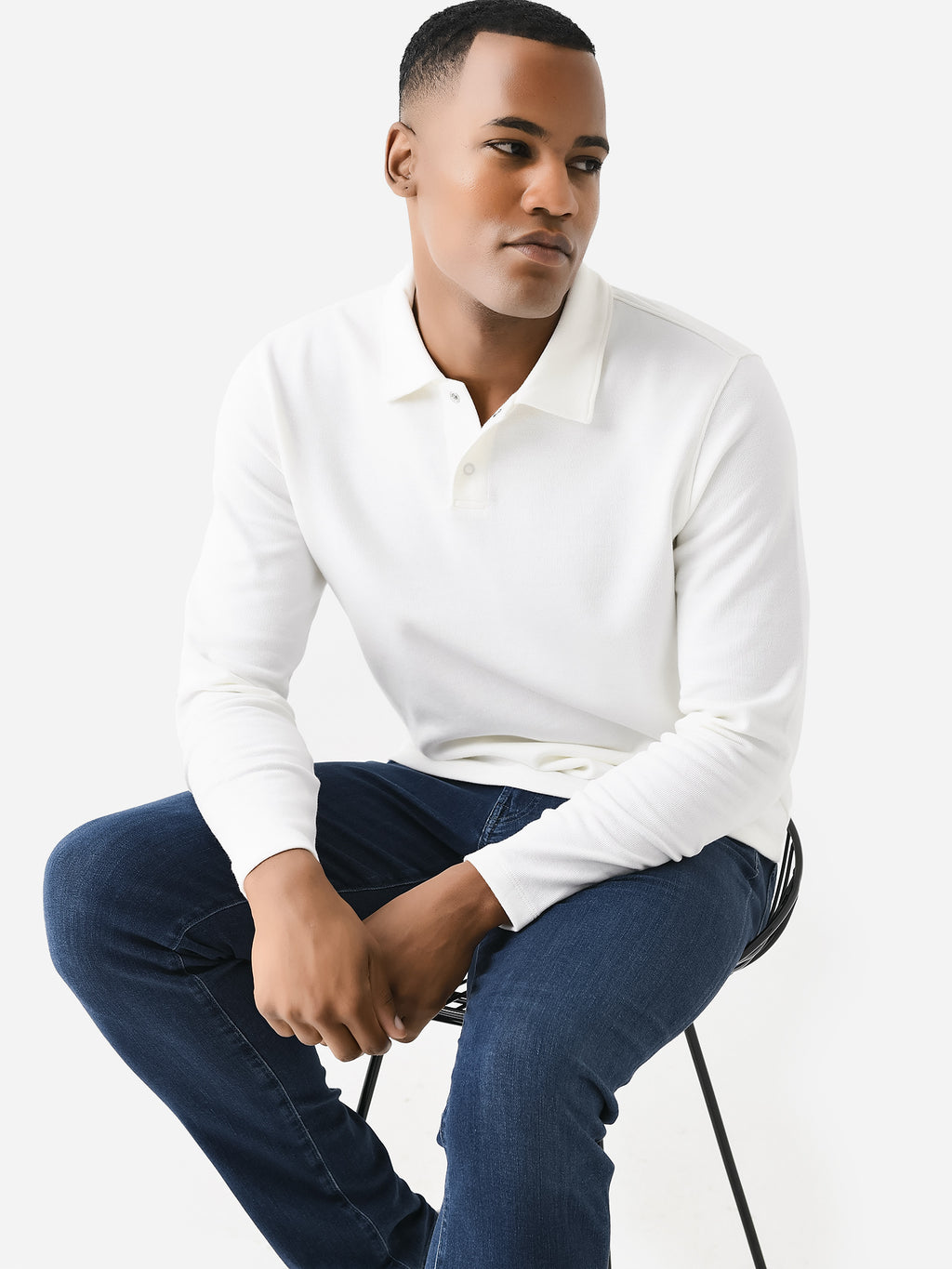 Vince Men's Double Knit Piqué Long Sleeve Polo - Saint Bernard
