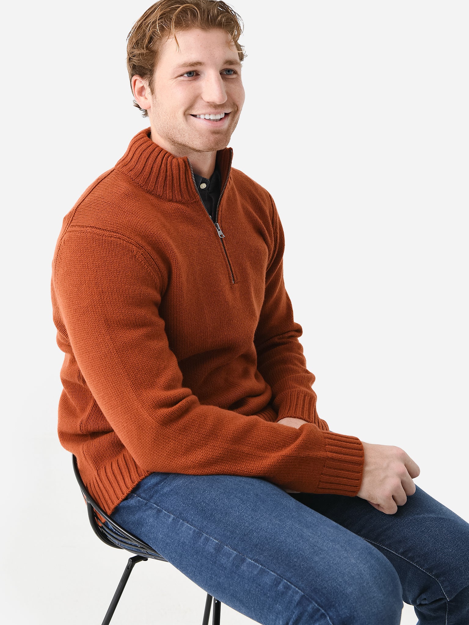 Vince Men's Wool-Cashmere Relaxed Quarter-Zip - Saint Bernard