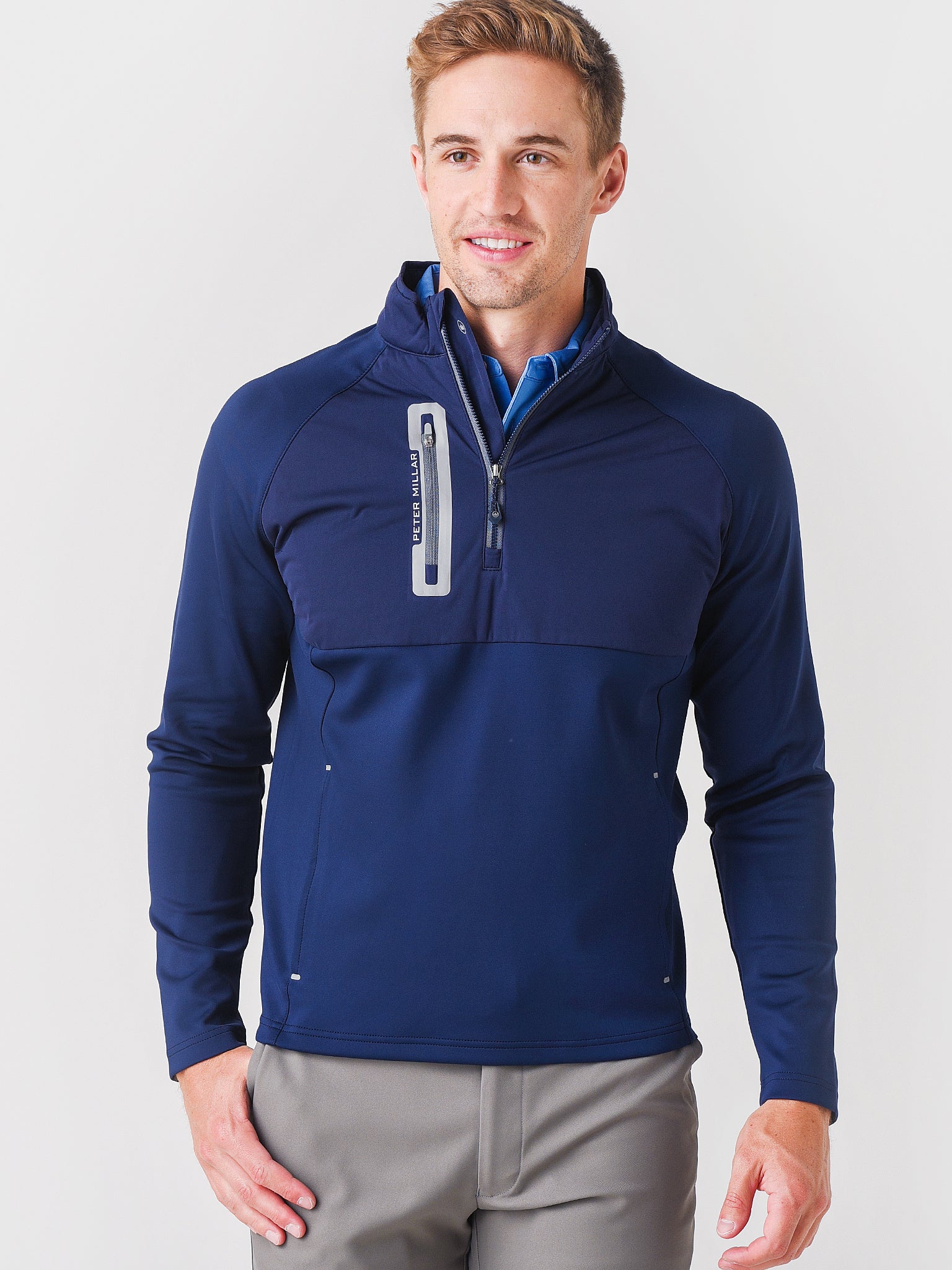 Peter Millar Crown Sport Men's Hyperlight Weld Hybrid Half-Zip - Saint Bernard