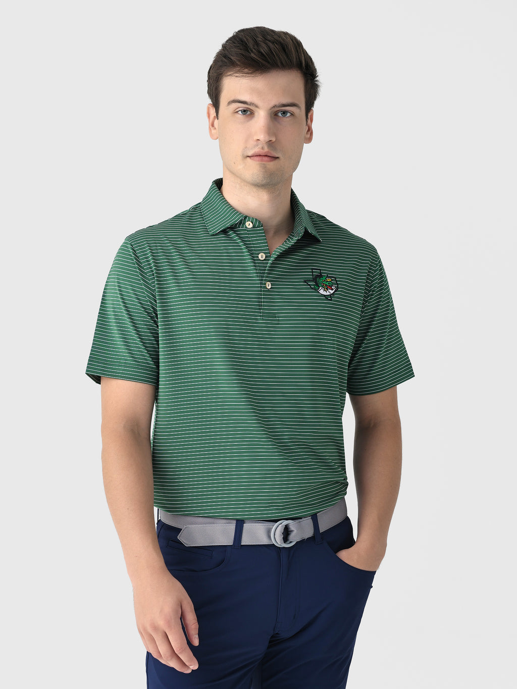 Peter Millar Crown Sport Men's Southlake Carroll Dragons Hemlock Performance Jersey Polo - Saint Bernard