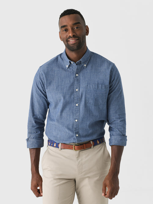 Peter Millar Crown Men's Tamworth Chambray Cotton-Stretch Sport Shirt