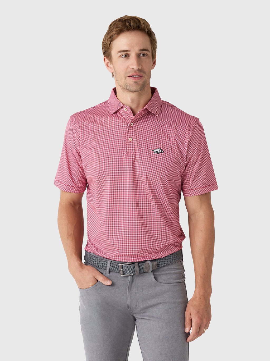 Peter Millar Collegiate Men's Border Performance Jersey Polo - Saint Bernard